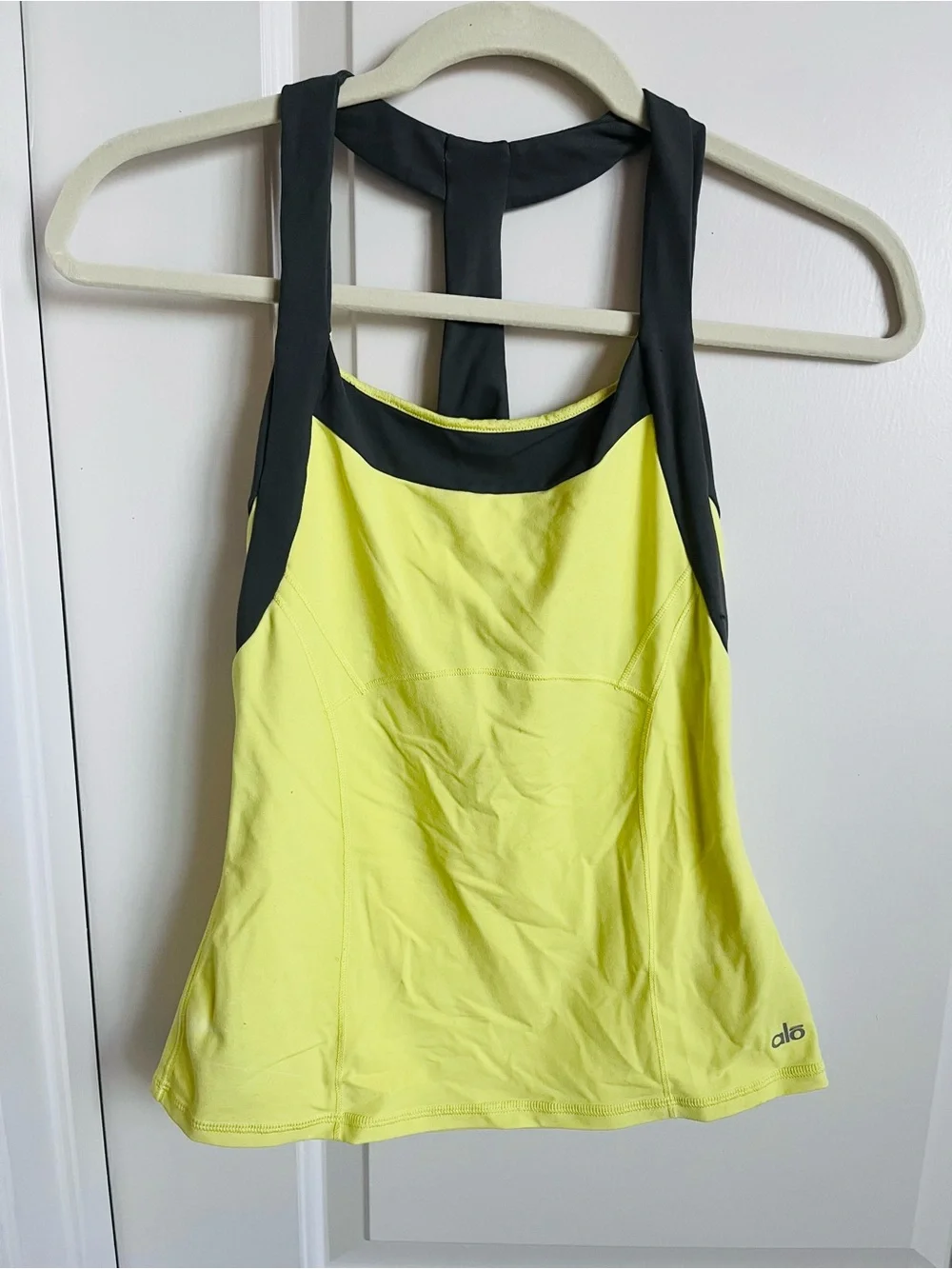 Alo Racerback Active Tank Butter Yellow Activewear Tank Top - Picture 3 of 11